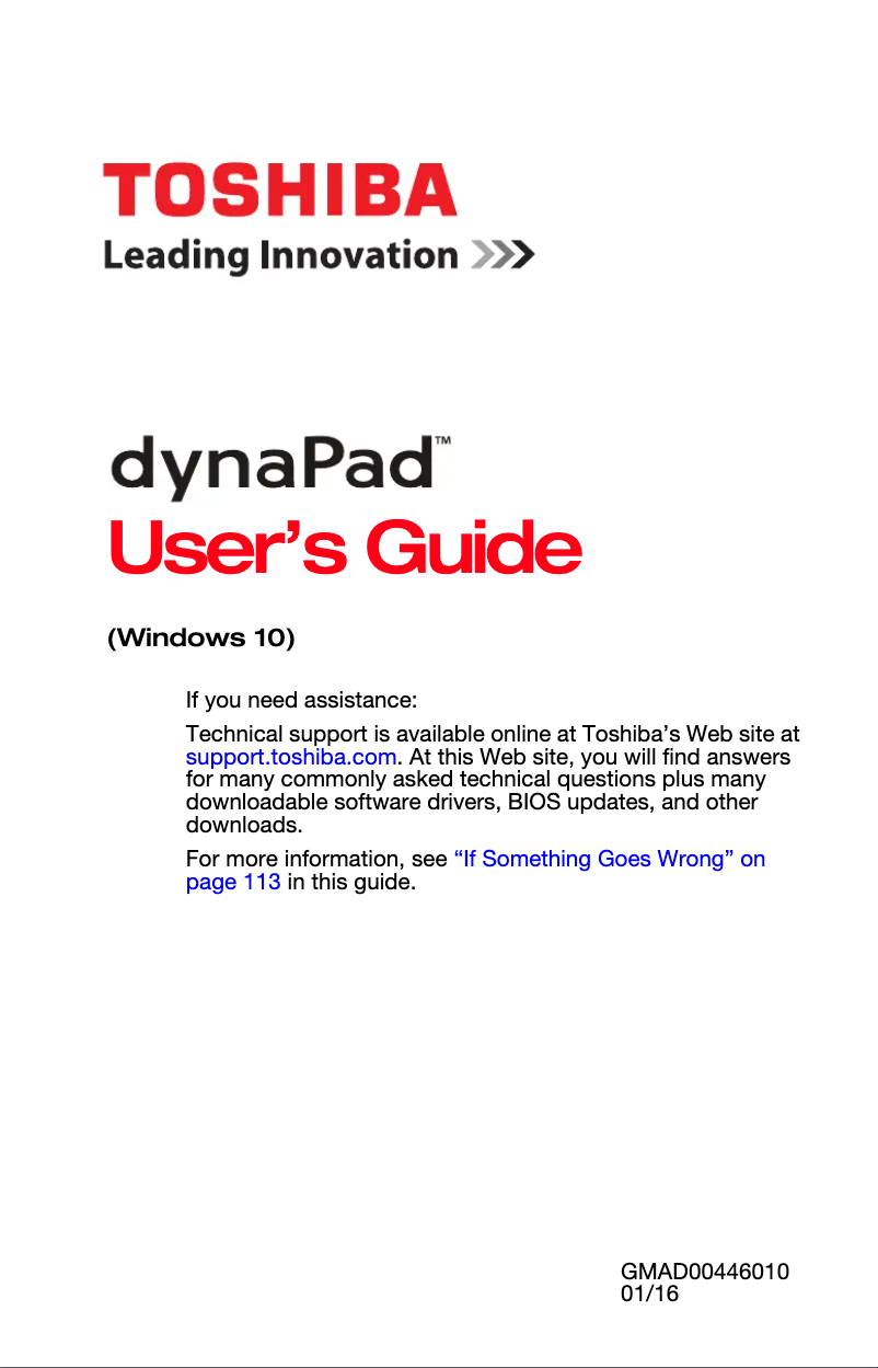 Page n°1 - Manuel utilisateur Toshiba dynaPad WT12PE