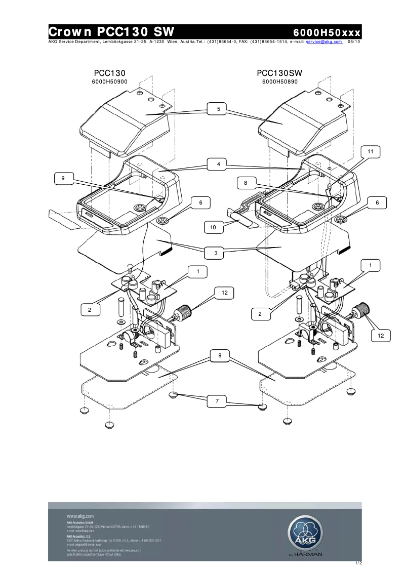Page n°1 - Manuel utilisateur AKG PCC-130