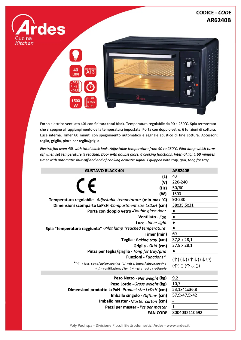 Page n°1 - Fiche technique Ardes AR6240B