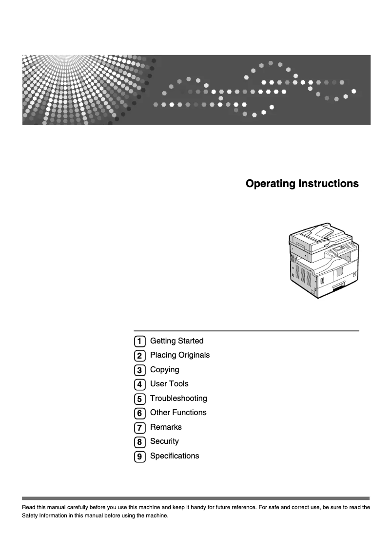 Page 1 of the manual User Manual Ricoh Aficio MP 1900