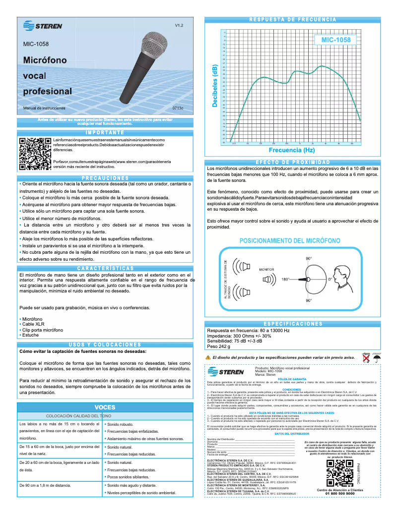 Page n°1 - Manuel utilisateur Steren MIC-1058