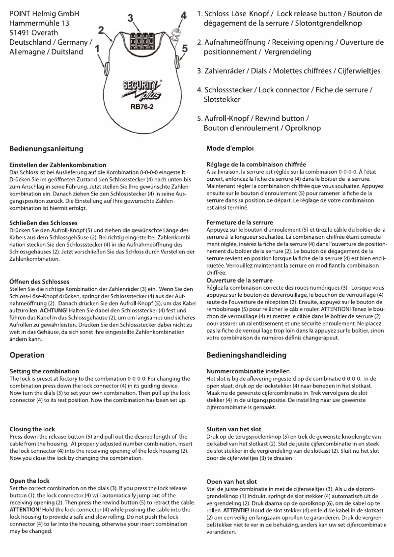 Image de la première page du manuel de l'appareil RB76-2