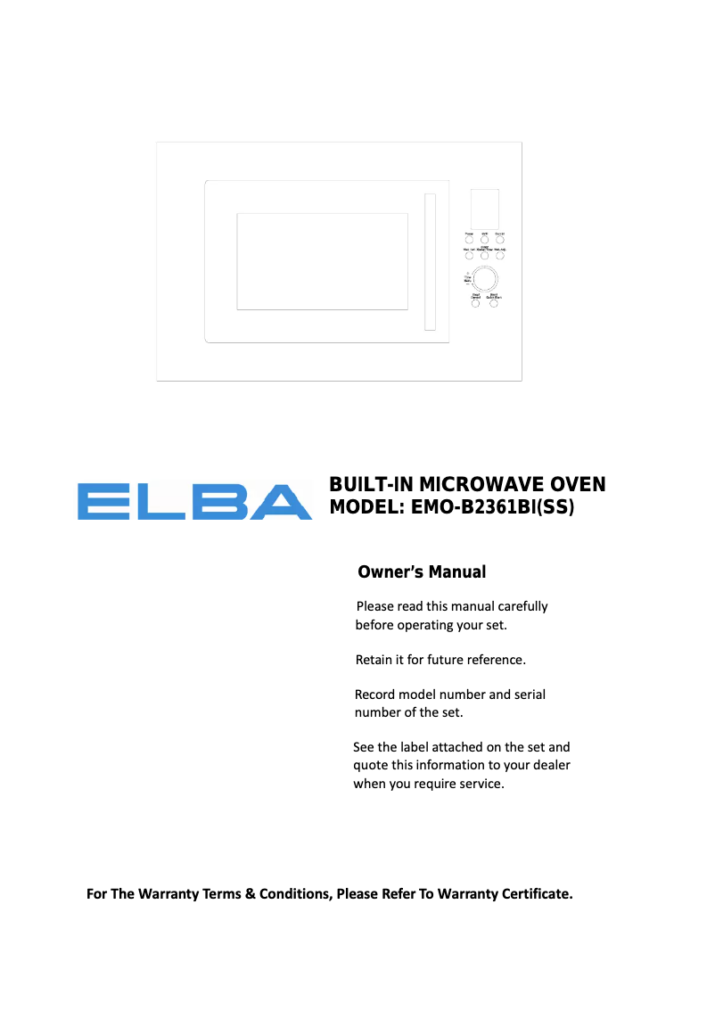 Page n°1 - Manuel utilisateur Elba EMO-B2361BI(SS)