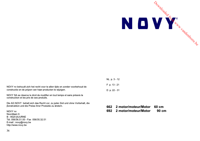 Page 1 de la notice Manuel utilisateur Novy D 692