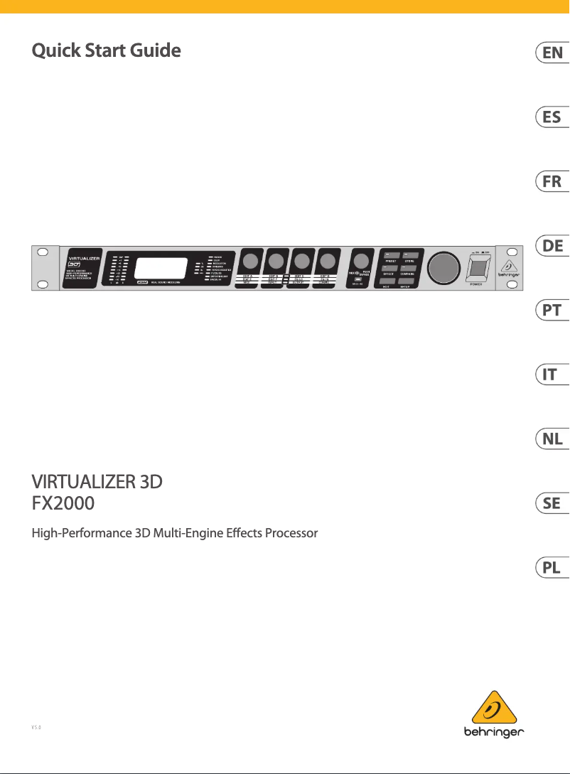 Página 1 del manual Guía de inicio rápido Behringer Virtualizer 3D FX2000