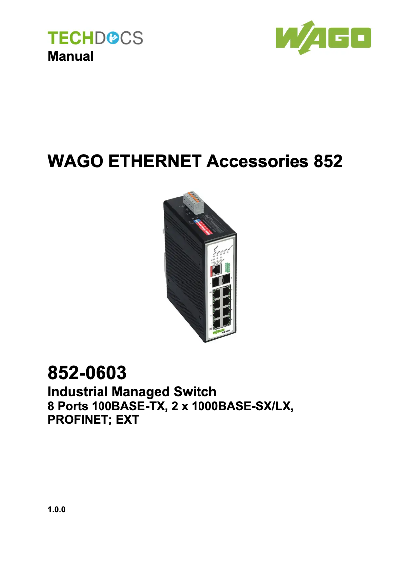 Page n°1 - Manuel utilisateur Wago 852-603