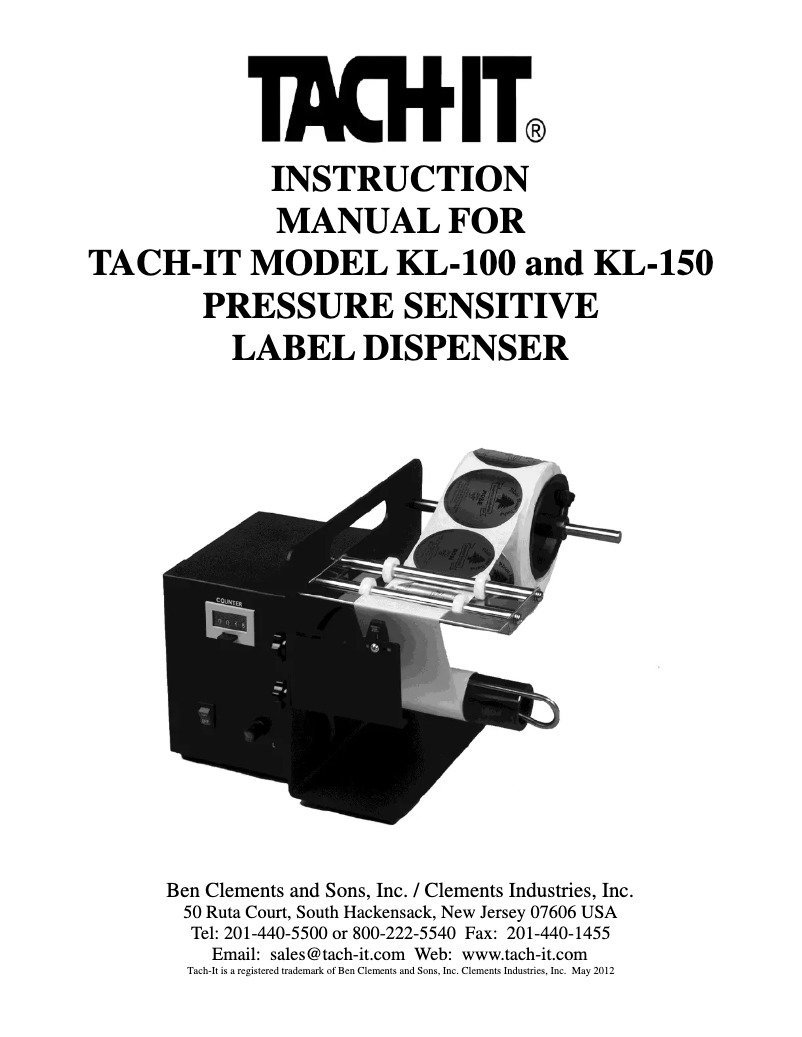 Page n°1 - Manuel utilisateur Tach-It KL-100