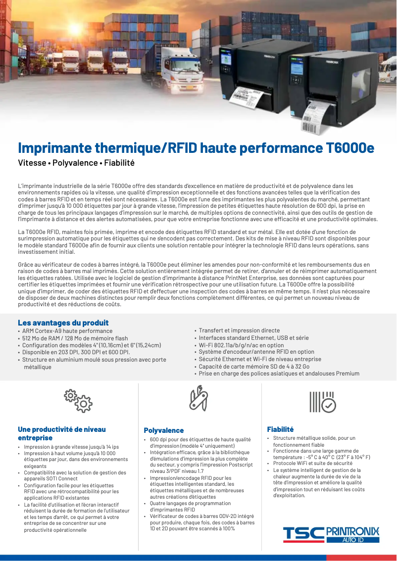 Page n°1 - Manuel utilisateur TSC T6204e RFID