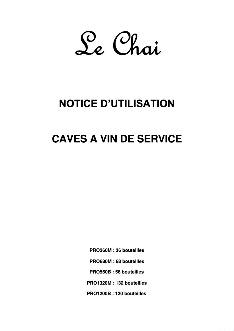 Page n°1 - Manuel utilisateur Le Chai PRO 360M