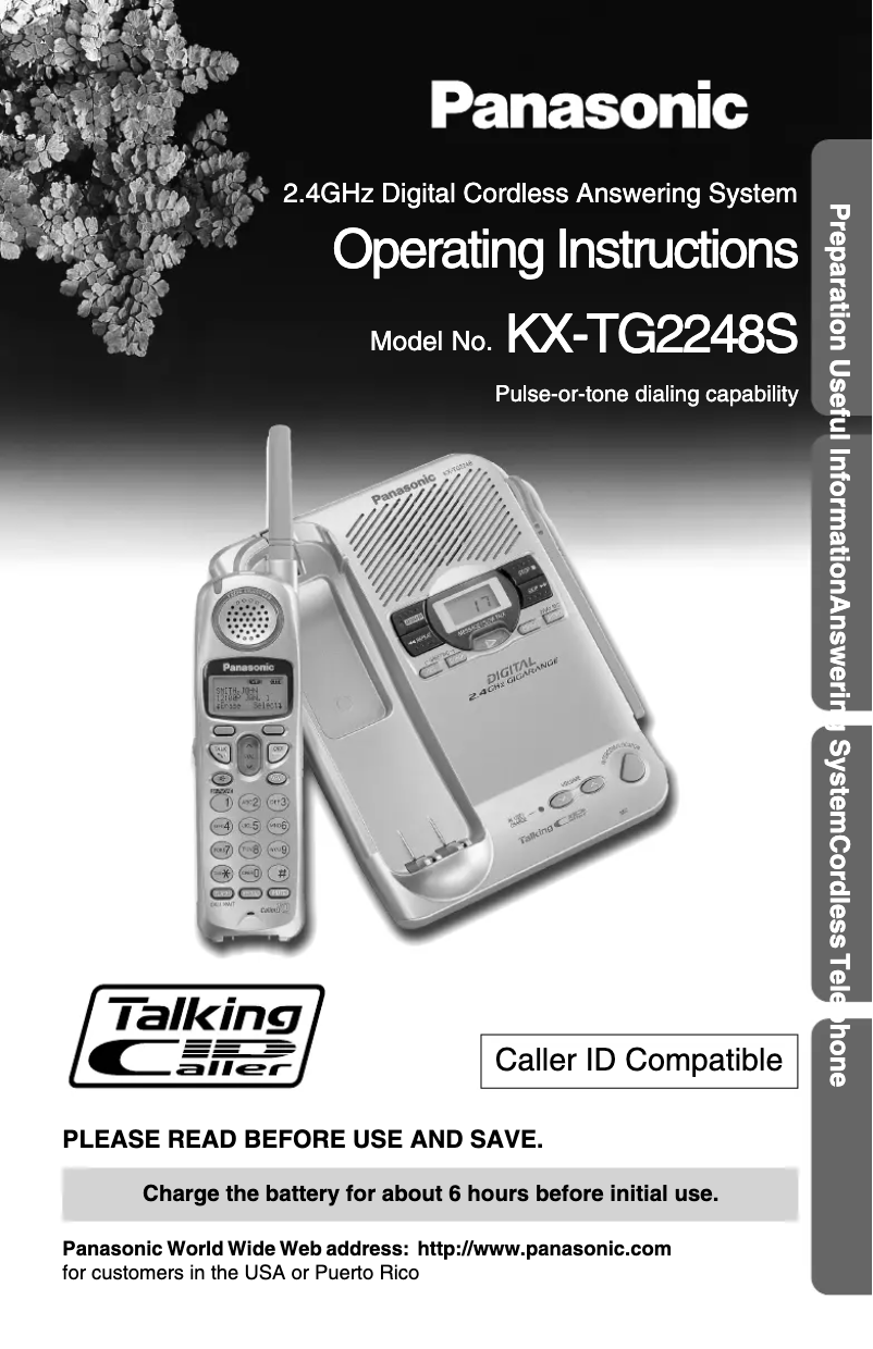 Page n°1 - Manuel utilisateur Panasonic KX-TG2248S