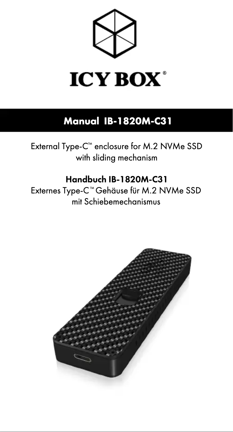 Página 1 del manual Manual de usuario Icy Box IB-1820M-C31