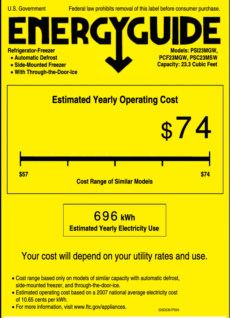 Image de la première page du manuel de l'appareil Profile PSI23MGWWV