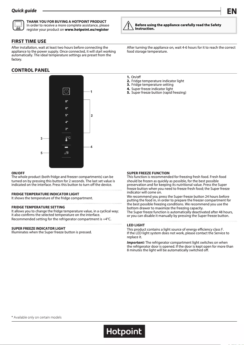 Page n°1 - Manuel utilisateur Hotpoint H5X 82O SK