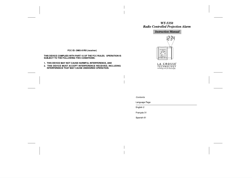 Image de la première page du manuel de l'appareil WT-5350U