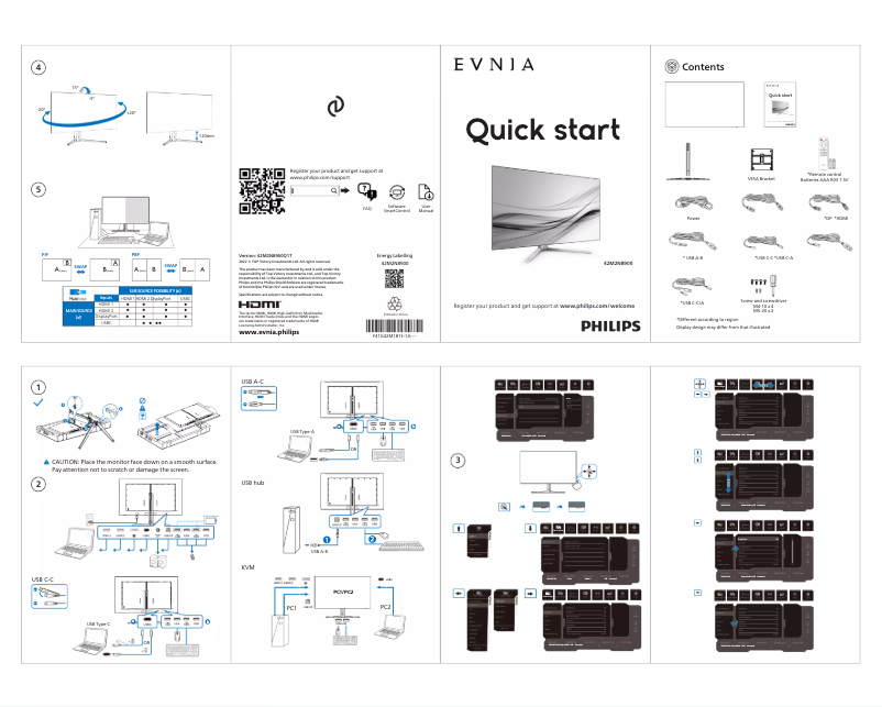 Page 1 de la notice Guide de démarrage rapide Philips Evnia 42M2N8900