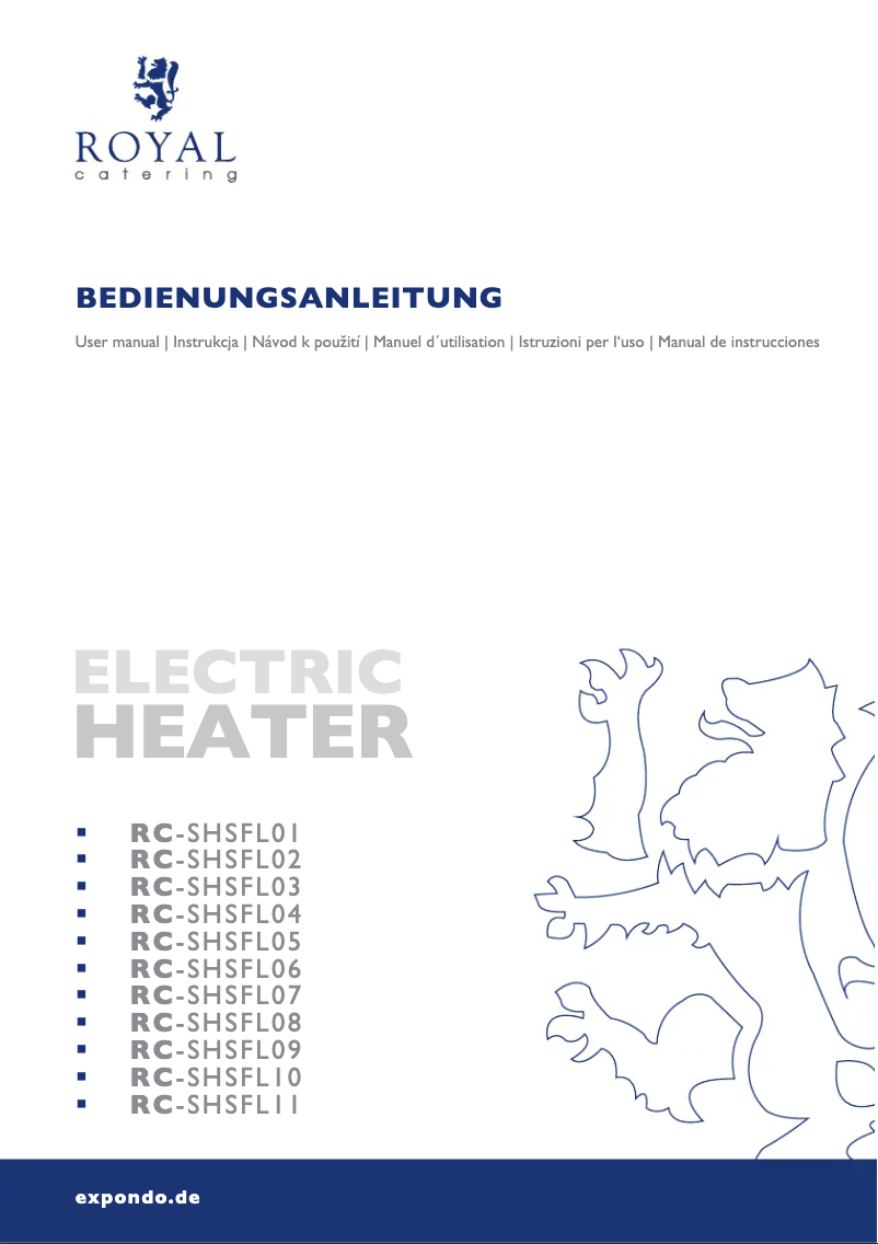 Page 1 of the manual User Manual Royal Catering RC-SHSFL06