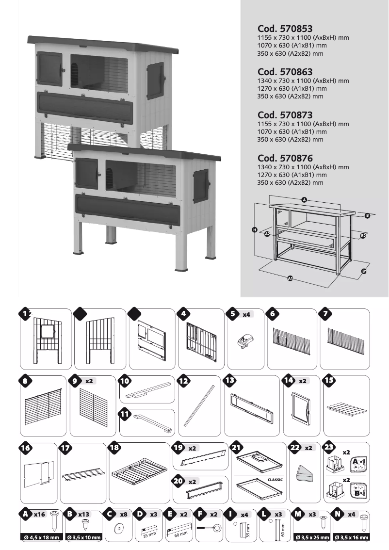 Page 1 de la notice Manuel utilisateur Ferplast Grand Lodge 120 Classic