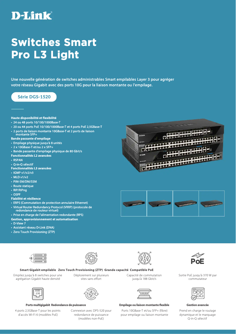 Image de la première page du manuel de l'appareil DGS-1520