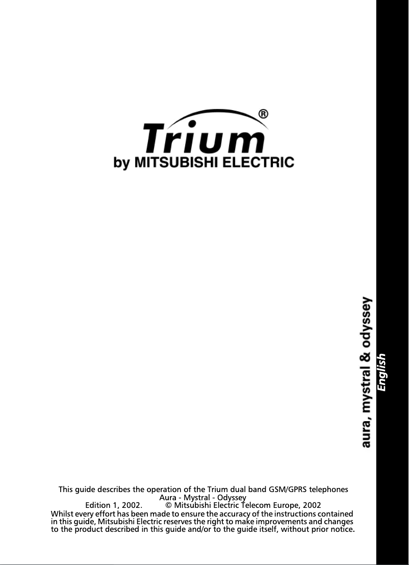 Page n°1 - Manuel utilisateur Mitsubishi Trium Mystral