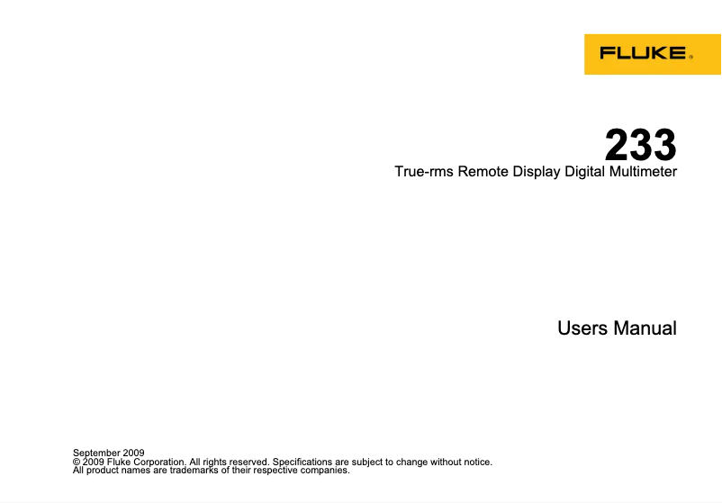 Page 1 de la notice Manuel utilisateur Fluke 23