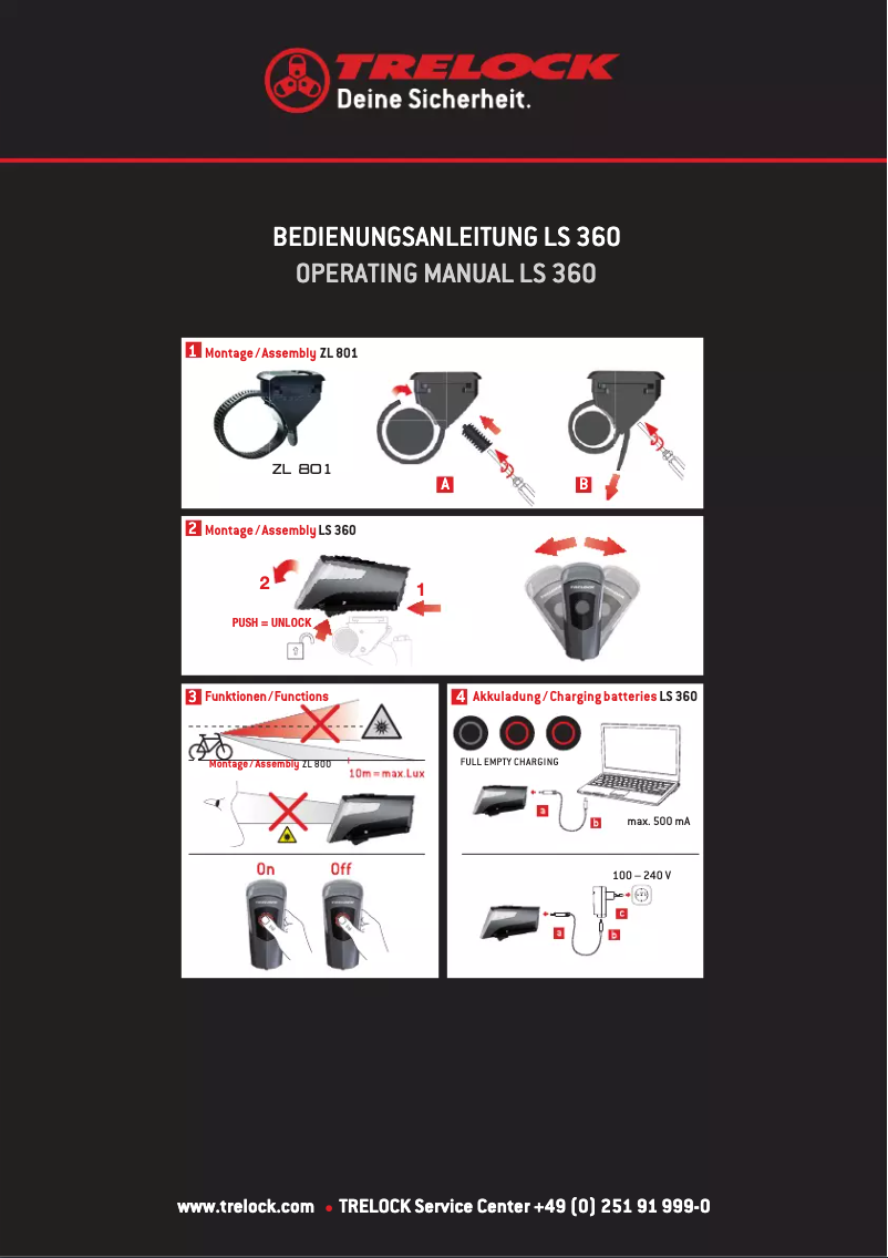 Page 1 de la notice Manuel utilisateur Trelock LS 360