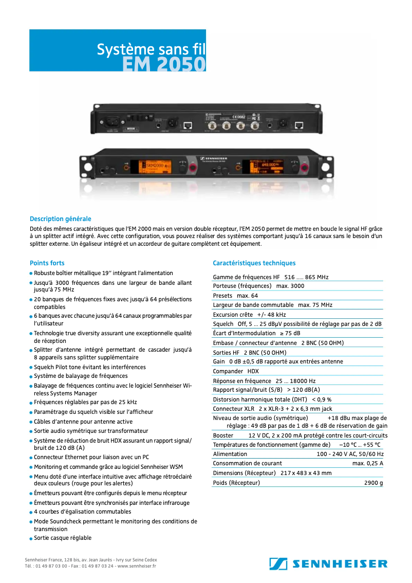 Page n°1 - Fiche technique Sennheiser EM 2050