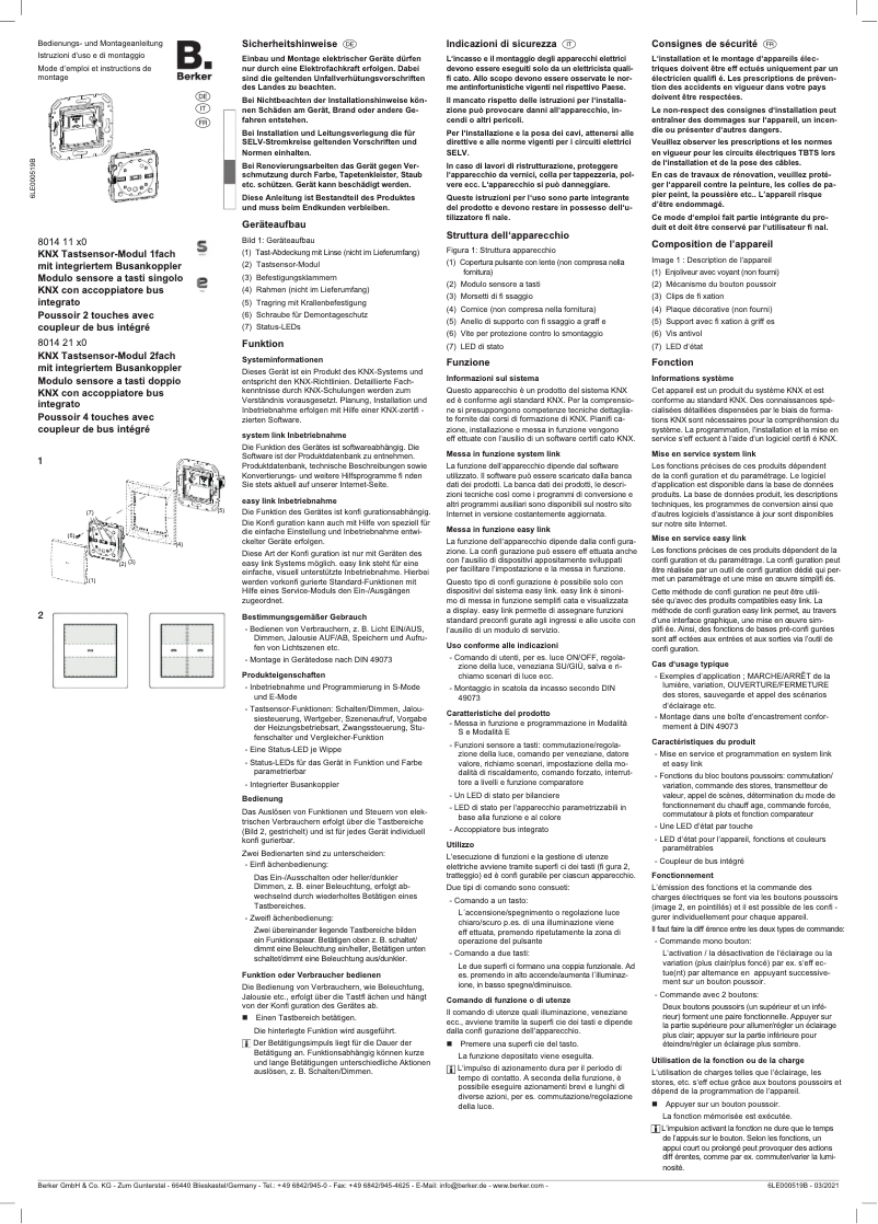 Página 1 del manual Manual de usuario Berker 80141170
