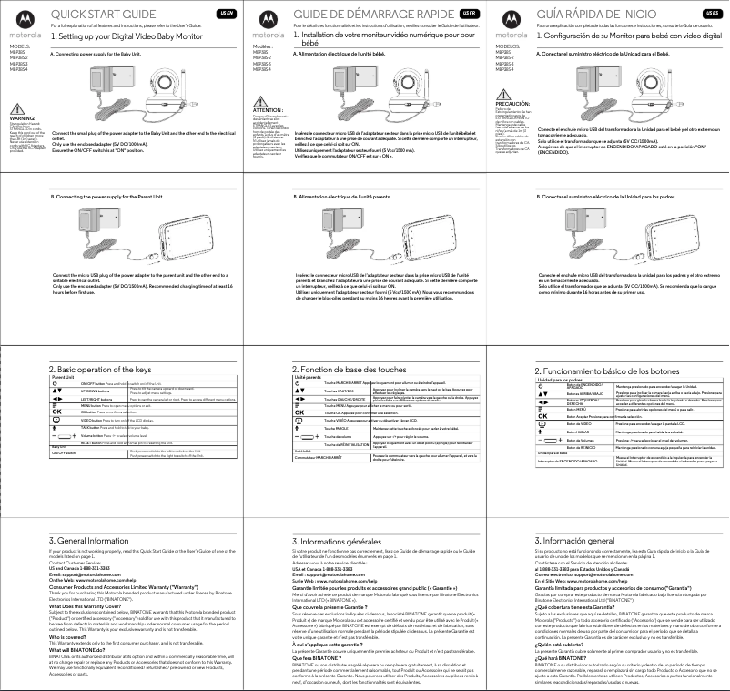 Page n°1 - Manuel utilisateur Motorola MBP38S-2