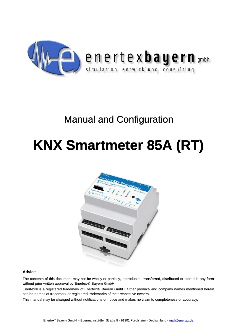 Page n°1 - Manuel utilisateur Enertex KNX SmartMeter 85A RT