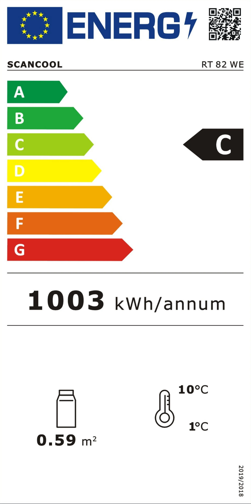 Page 1 de la notice Label énergétique Scancool RT 82 WE