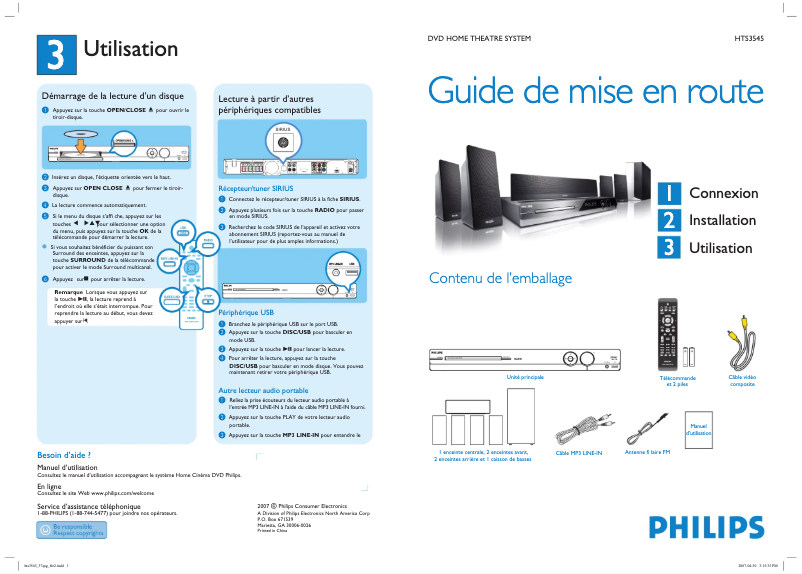 Image de la première page du manuel de l'appareil HTS3555