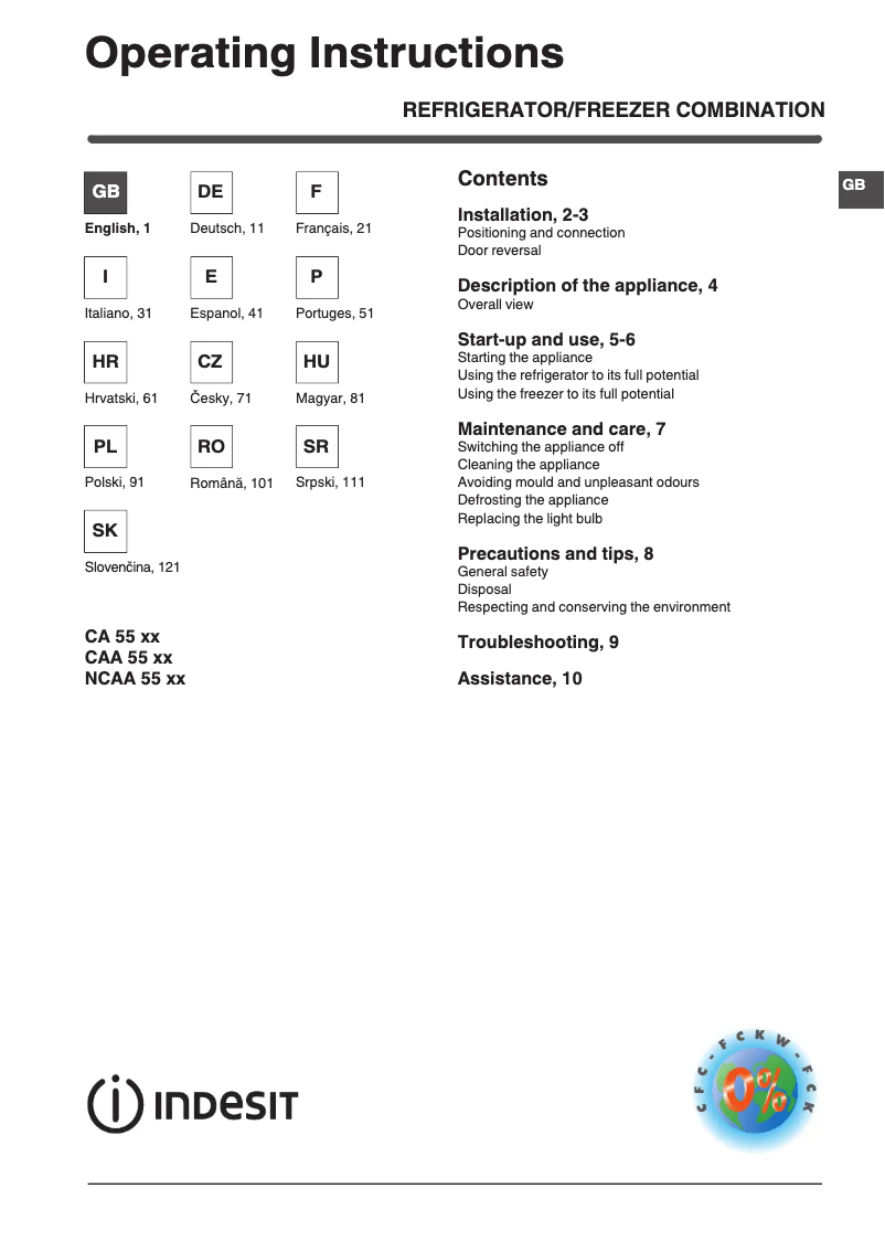 Image de la première page du manuel de l'appareil CAA 55 1