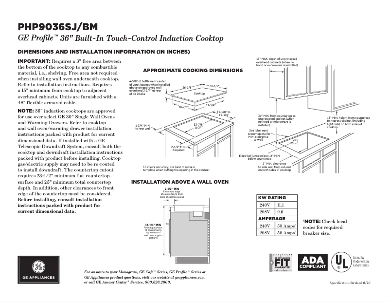 First page image of the manual for Profile PHP9036BMTS