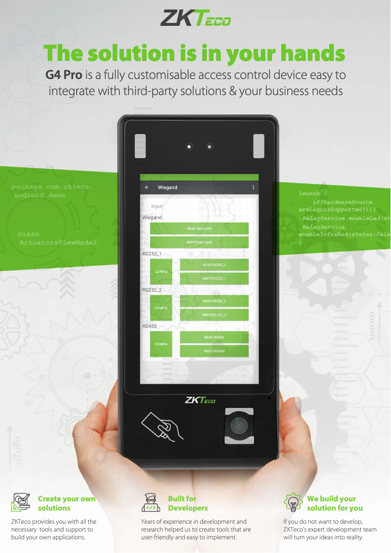 Page 1 de la notice Fiche technique ZKTeco G4 Pro