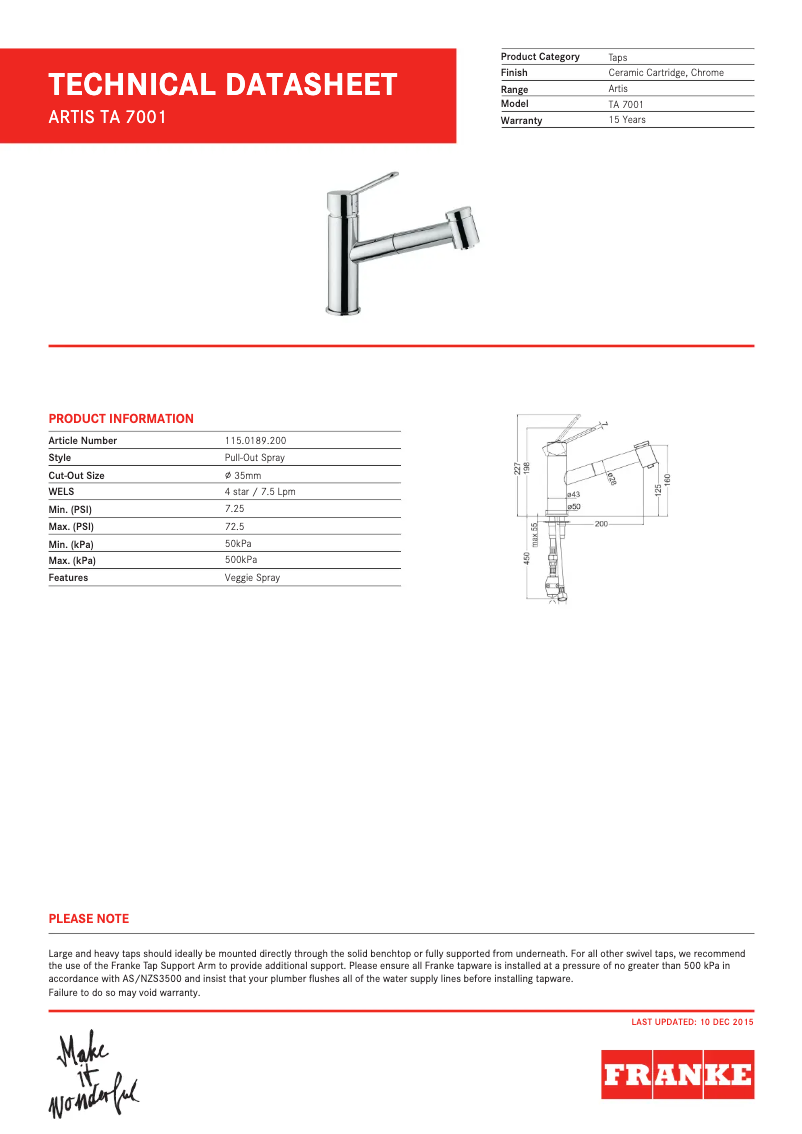 Imagen de la primera página del manual del dispositivo TA7001