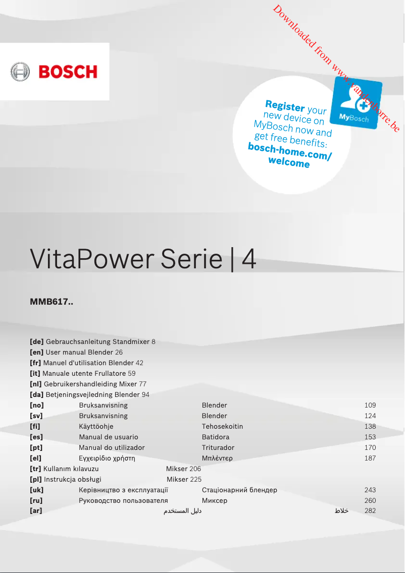 Page 1 de la notice Manuel utilisateur Bosch MMB6174S