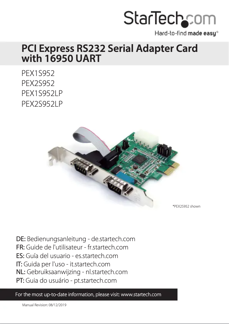 Page n°1 - Manuel utilisateur StarTech.com PEX1S952LP