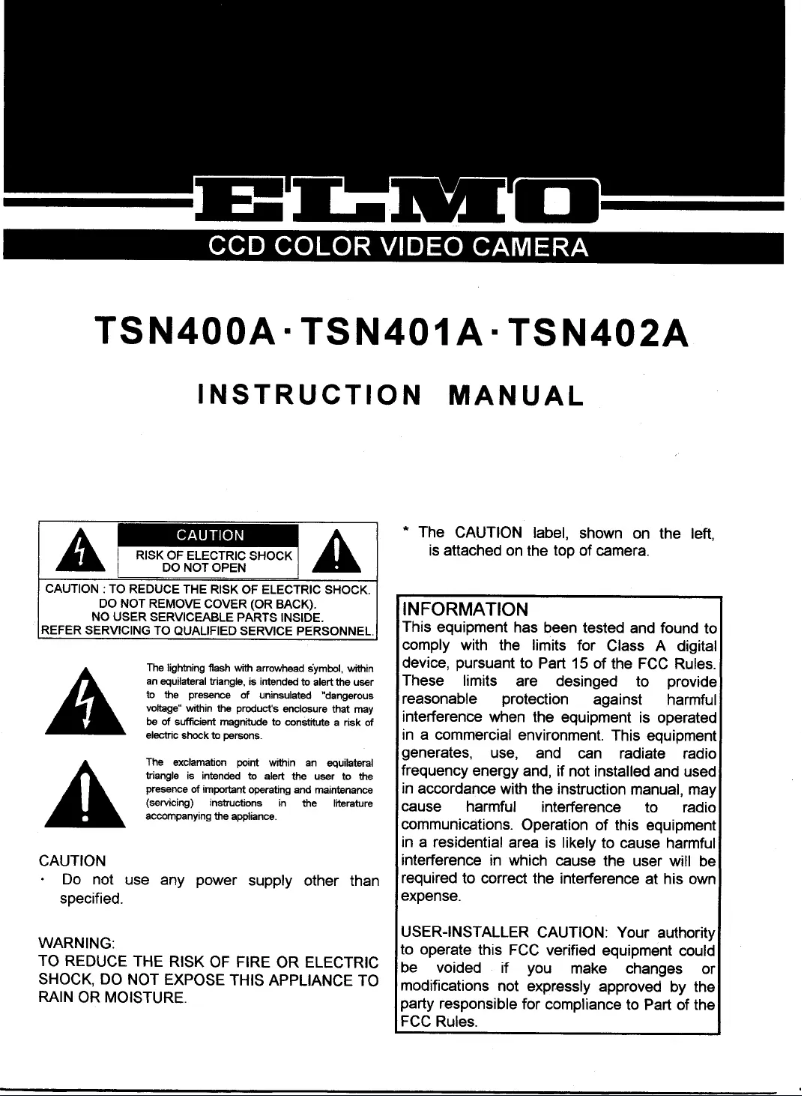 Page n°1 - Manuel utilisateur Elmo TSN400A