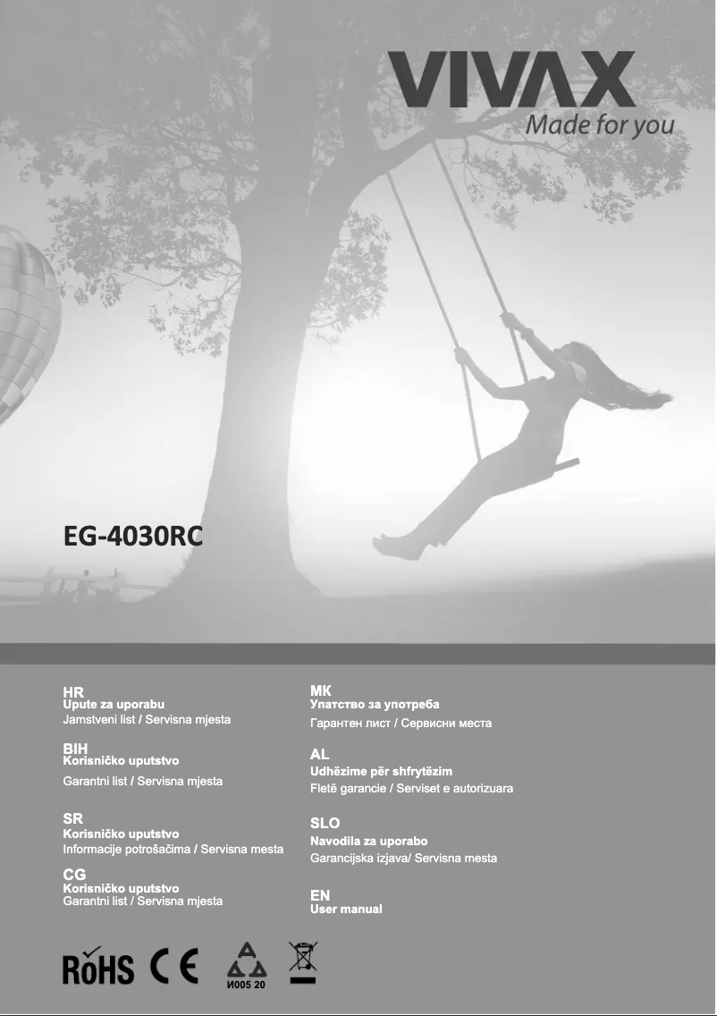 Page n°1 - Manuel utilisateur Vivax EG-4030RC