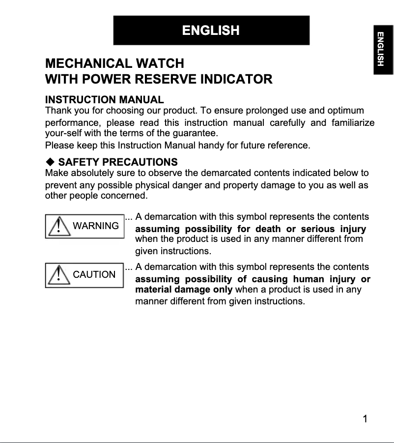 Page 1 de la notice Manuel utilisateur ORIENT Classic EZ09005W