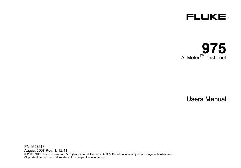 Page 1 de la notice Manuel utilisateur Fluke 975V
