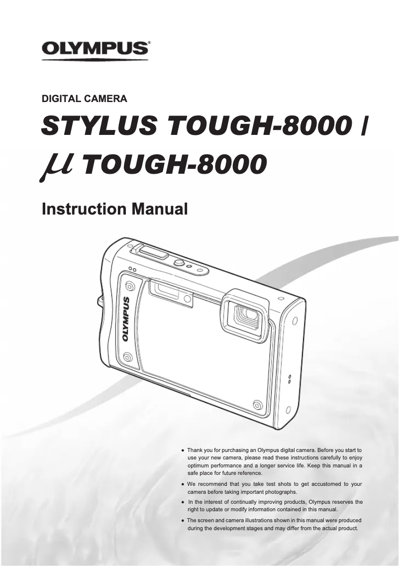 Image de la première page du manuel de l'appareil Stylus Tough 8000