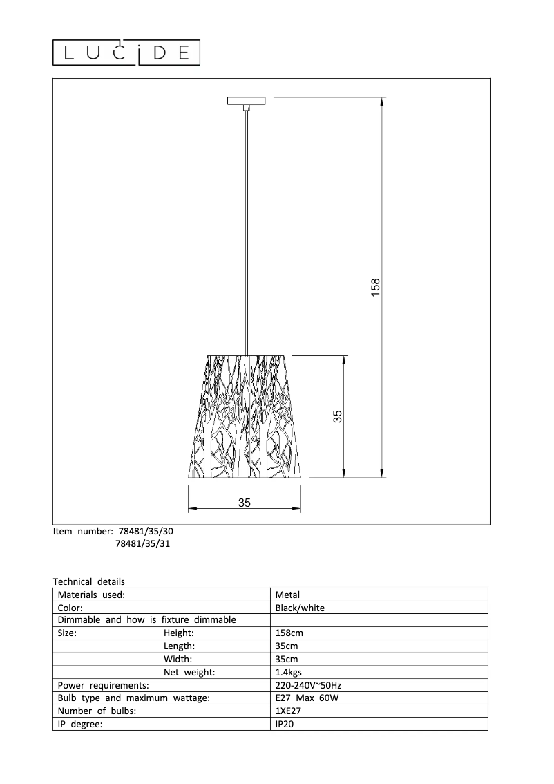 Page n°1 - Manuel utilisateur Lucide Garell 78481/35/30
