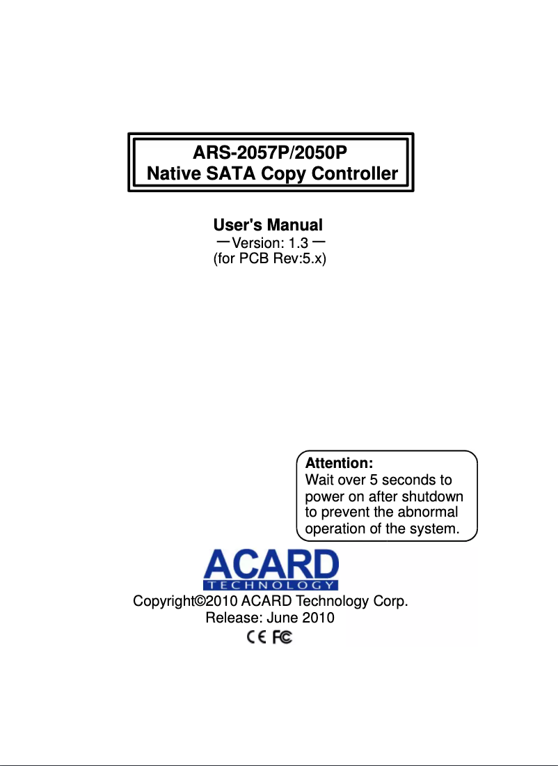 Image de la première page du manuel de l'appareil ARS-2050P