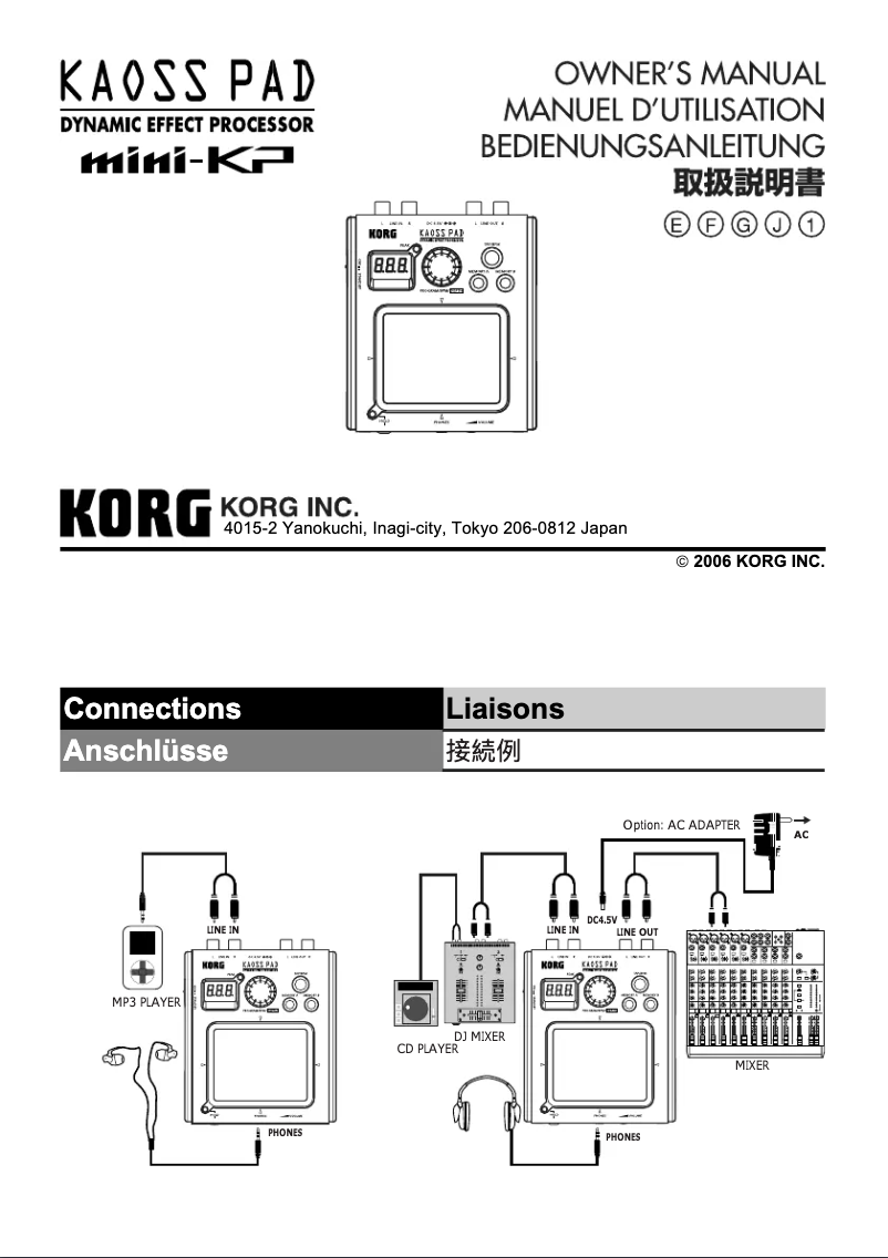 Page n°1 - Manuel utilisateur Korg Kaoss Pad Mini 2S