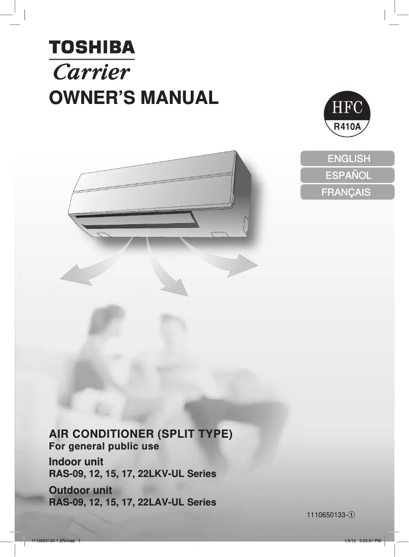 Page n°1 - Manuel utilisateur Toshiba RAS-12LAV-UL