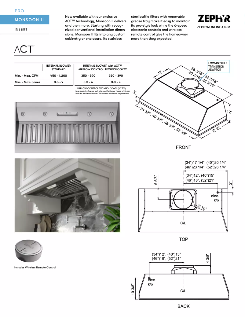 Página 1 del manual Ficha técnica Zephyr AK9340AS