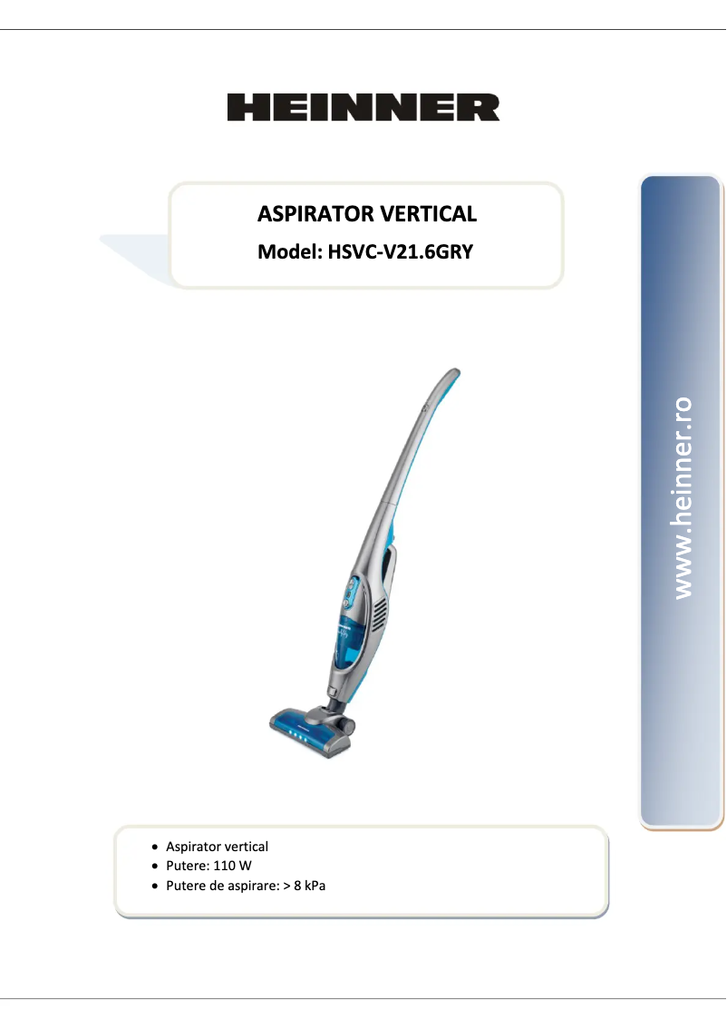 Page 1 de la notice Manuel utilisateur Heinner HSVC-V21.6GRY
