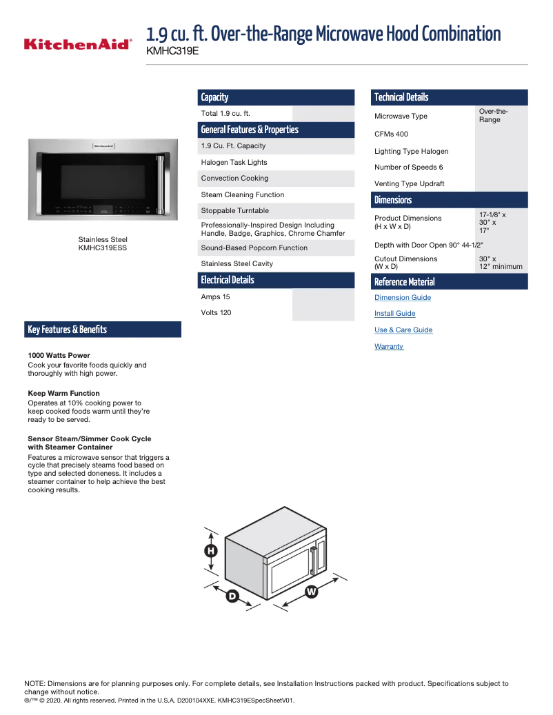 Image de la première page du manuel de l'appareil KMHC319EBS