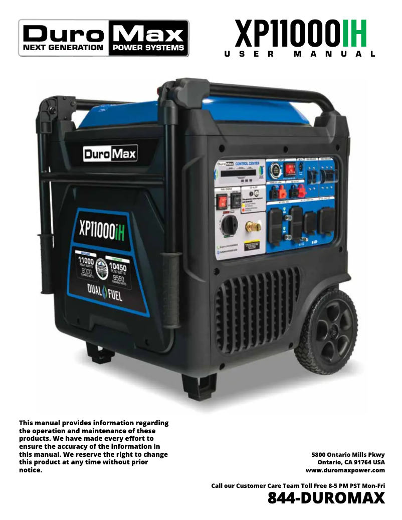 Page n°1 - Manuel utilisateur DuroMax XP11000iH